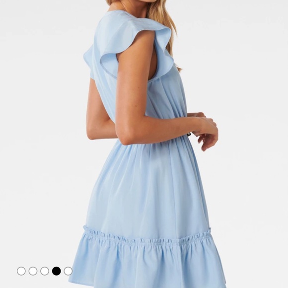 Ever New Melbourne Rahnee Frill Sky Blue Flutter Sleeve Mini Dress SZ 10 - Picture 1 of 13